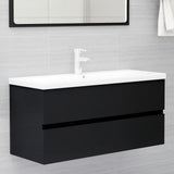 NNEVL Bathroom Furniture Set Black Chipboard