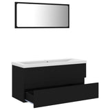 NNEVL Bathroom Furniture Set Black Chipboard