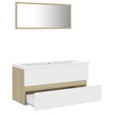 NNEVL Bathroom Furniture Set White and Sonoma Oak Chipboard