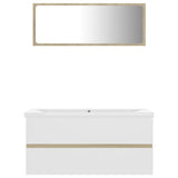 NNEVL Bathroom Furniture Set White and Sonoma Oak Chipboard