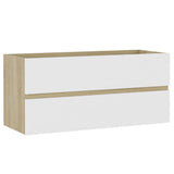 NNEVL Bathroom Furniture Set White and Sonoma Oak Chipboard