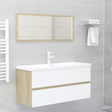 NNEVL Bathroom Furniture Set White and Sonoma Oak Chipboard