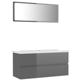 NNEVL Bathroom Furniture Set High Gloss Grey Chipboard