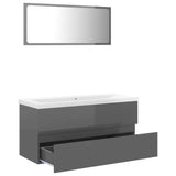 NNEVL Bathroom Furniture Set High Gloss Grey Chipboard