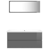 NNEVL Bathroom Furniture Set High Gloss Grey Chipboard