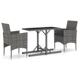 NNEVL 3 Piece Garden Dining Set Grey
