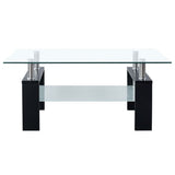 NNEVL Coffee Table Black and Transparent 95x55x40 cm Tempered Glass