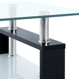 NNEVL Coffee Table Black and Transparent 95x55x40 cm Tempered Glass