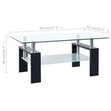 NNEVL Coffee Table Black and Transparent 95x55x40 cm Tempered Glass