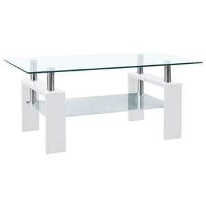 NNEVL Coffee Table White and Transparent 95x55x40 cm Tempered Glass