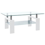NNEVL Coffee Table White and Transparent 95x55x40 cm Tempered Glass