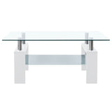 NNEVL Coffee Table White and Transparent 95x55x40 cm Tempered Glass