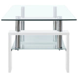 NNEVL Coffee Table White and Transparent 95x55x40 cm Tempered Glass