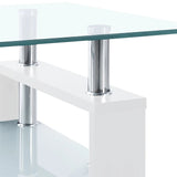NNEVL Coffee Table White and Transparent 95x55x40 cm Tempered Glass