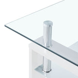 NNEVL Coffee Table White and Transparent 95x55x40 cm Tempered Glass