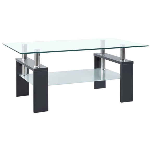 NNEVL Coffee Table Grey and Transparent 95x55x40 cm Tempered Glass