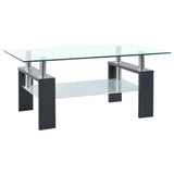 NNEVL Coffee Table Grey and Transparent 95x55x40 cm Tempered Glass