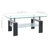 NNEVL Coffee Table Grey and Transparent 95x55x40 cm Tempered Glass