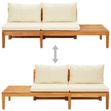 NNEVL Garden Bench with Table Cream White Cushions Solid Acacia Wood