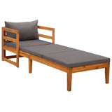 NNEVL Sun Lounger with Dark Grey Cushions Solid Acacia Wood