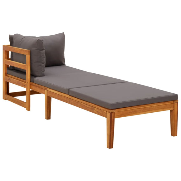 NNEVL Sun Lounger with 1 Armrest Dark Grey Solid Acacia Wood