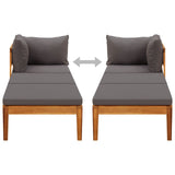 NNEVL Sun Lounger with 1 Armrest Dark Grey Solid Acacia Wood