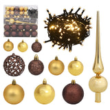 NNEVL 120 Piece Christmas Ball Set with Peak and 300 LEDs Gold&Bronze