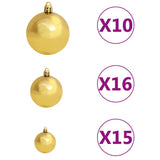 NNEVL 120 Piece Christmas Ball Set with Peak and 300 LEDs Gold&Bronze