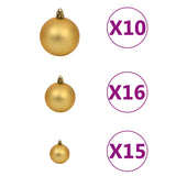 NNEVL 120 Piece Christmas Ball Set with Peak and 300 LEDs Gold&Bronze