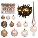 NNEVL 61 Piece Christmas Ball Set with Peak and 150 LEDs Rose Gold