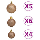 NNEVL 61 Piece Christmas Ball Set with Peak and 150 LEDs Rose Gold