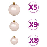 NNEVL 61 Piece Christmas Ball Set with Peak and 150 LEDs Rose Gold