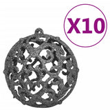 NNEVL 120 Piece Christmas Ball Set with Peak and 300 LEDs White&Gey