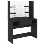 NNEVL Makeup Table with LED Lights 100x40x135 cm MDF Black