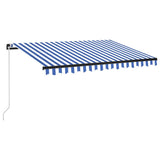 NNEVL Manual Retractable Awning with LED 350x250 cm Blue and White