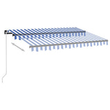 NNEVL Manual Retractable Awning with LED 350x250 cm Blue and White