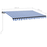 NNEVL Manual Retractable Awning with LED 350x250 cm Blue and White