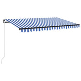 NNEVL Manual Retractable Awning with LED 400x300 cm Blue and White