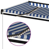 NNEVL Manual Retractable Awning with LED 400x300 cm Blue and White