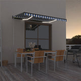NNEVL Manual Retractable Awning with LED 400x300 cm Blue and White
