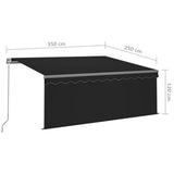NNEVL Manual Retractable Awning with Blind 3.5x2.5m Anthracite