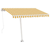 NNEVL Freestanding Manual Retractable Awning 300x250 cm Yellow/White
