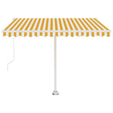 NNEVL Freestanding Manual Retractable Awning 300x250 cm Yellow/White