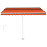 NNEVL Freestanding Manual Retractable Awning 300x250 cm Orange/Brown