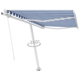 NNEVL Freestanding Manual Retractable Awning 350x250 cm Blue/White