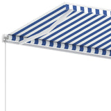 NNEVL Freestanding Manual Retractable Awning 350x250 cm Blue/White
