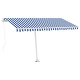 NNEVL Freestanding Manual Retractable Awning 400x300 cm Blue/White