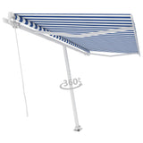 NNEVL Freestanding Manual Retractable Awning 400x300 cm Blue/White