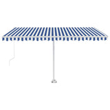 NNEVL Freestanding Manual Retractable Awning 400x300 cm Blue/White
