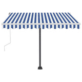 NNEVL Freestanding Manual Retractable Awning 350x250 cm Blue/White